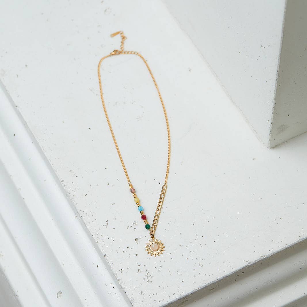 Solstice Pendant 18K Gold Plated Stainless Steel Necklace, Gold