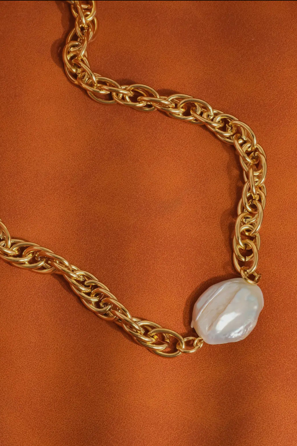 Marina 18K Gold Plated Stainless Steel Pearl Chain Necklace, Gold