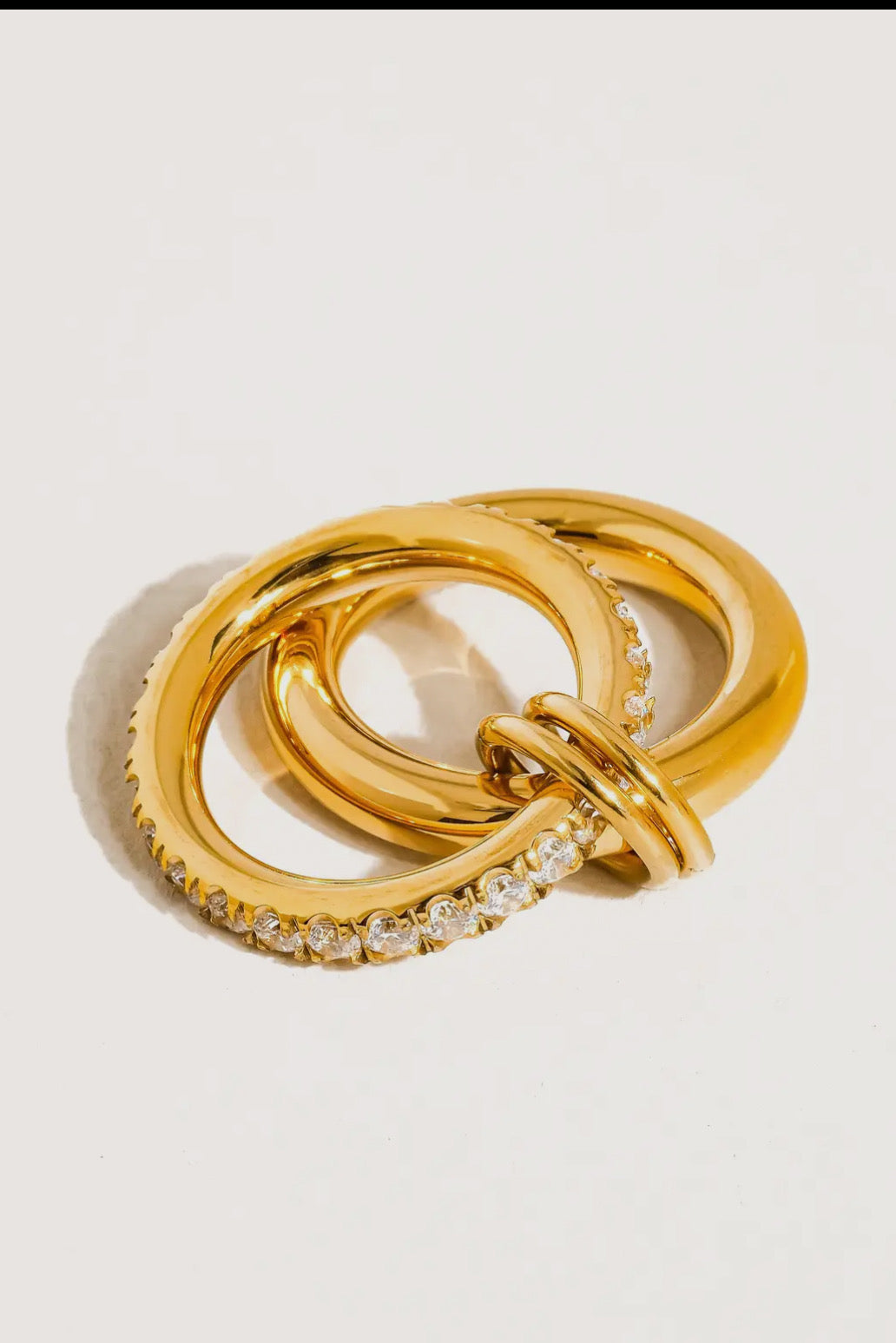 Jasmine 18K Gold Plated Stainless Steel Cz Double Hoop Ring, Gold