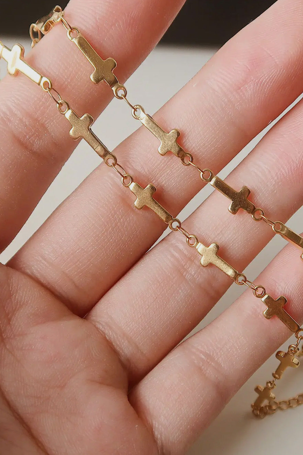 Cross Choker 18K Gold Plated Stainless Steel Necklace, Gold