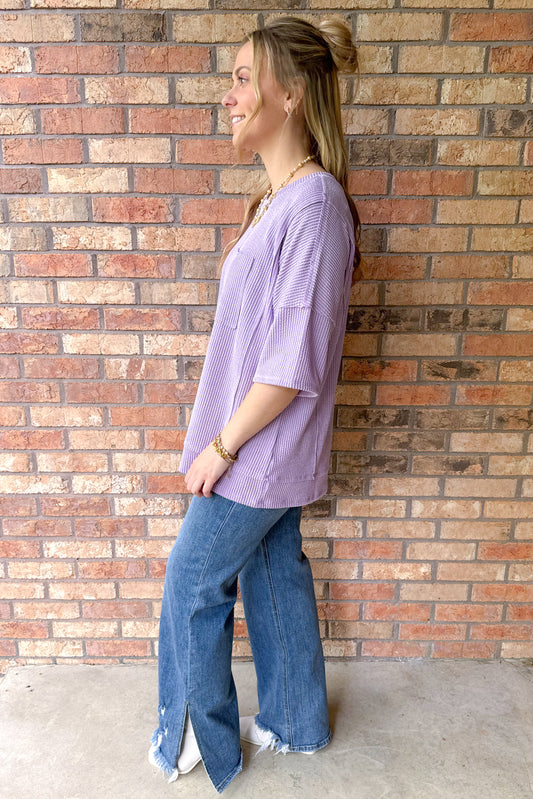 Dream Come True Relaxed Pocket Top, Spring Lilac