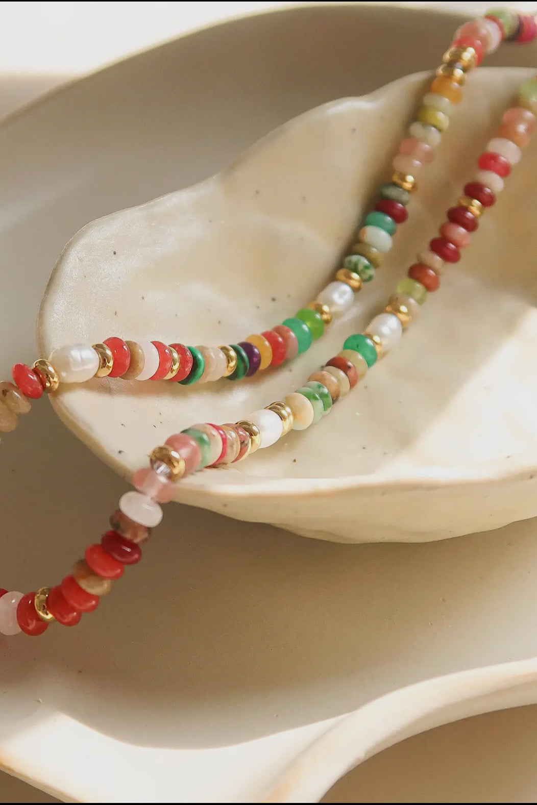 Sunny Boho Color Beaded 18K Gold Plated Stainless Steel Necklace, Multi