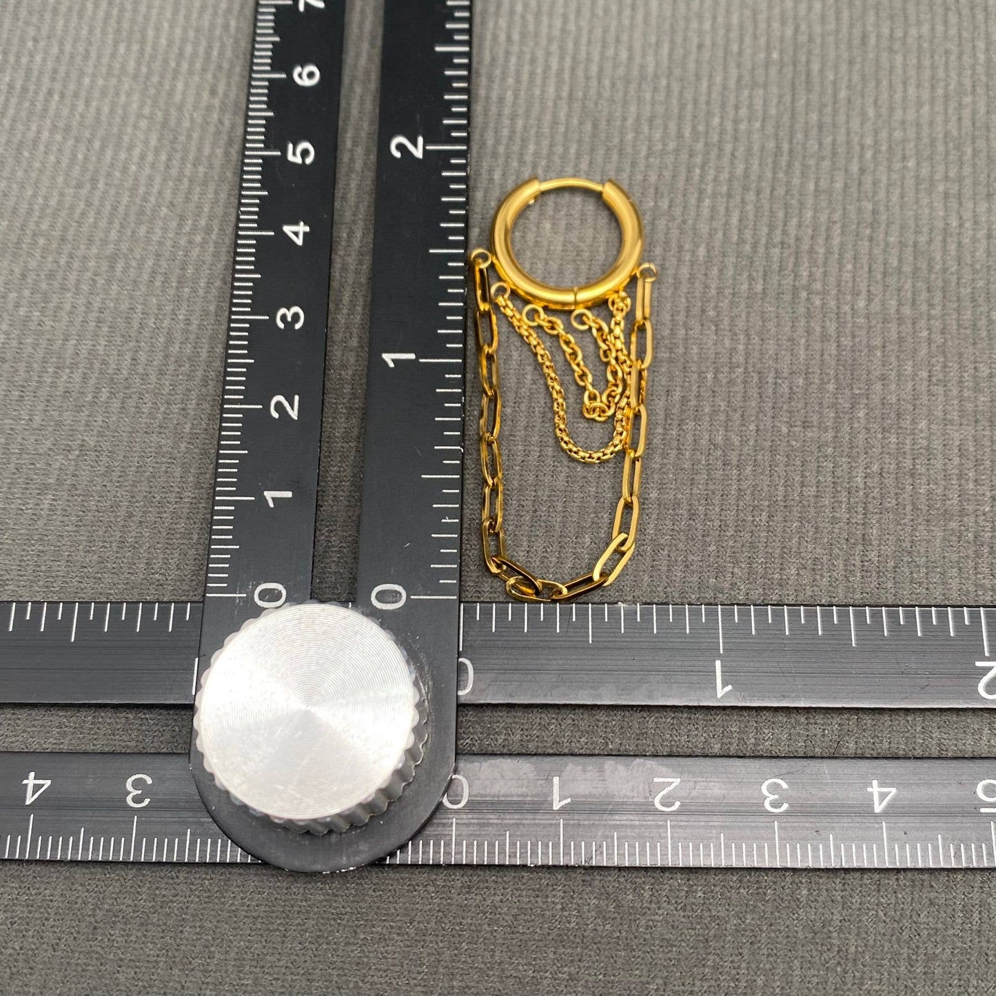 Selena Chain Fringe 18K Gold Plated Stainless Steel Huggie Earrings, Gold