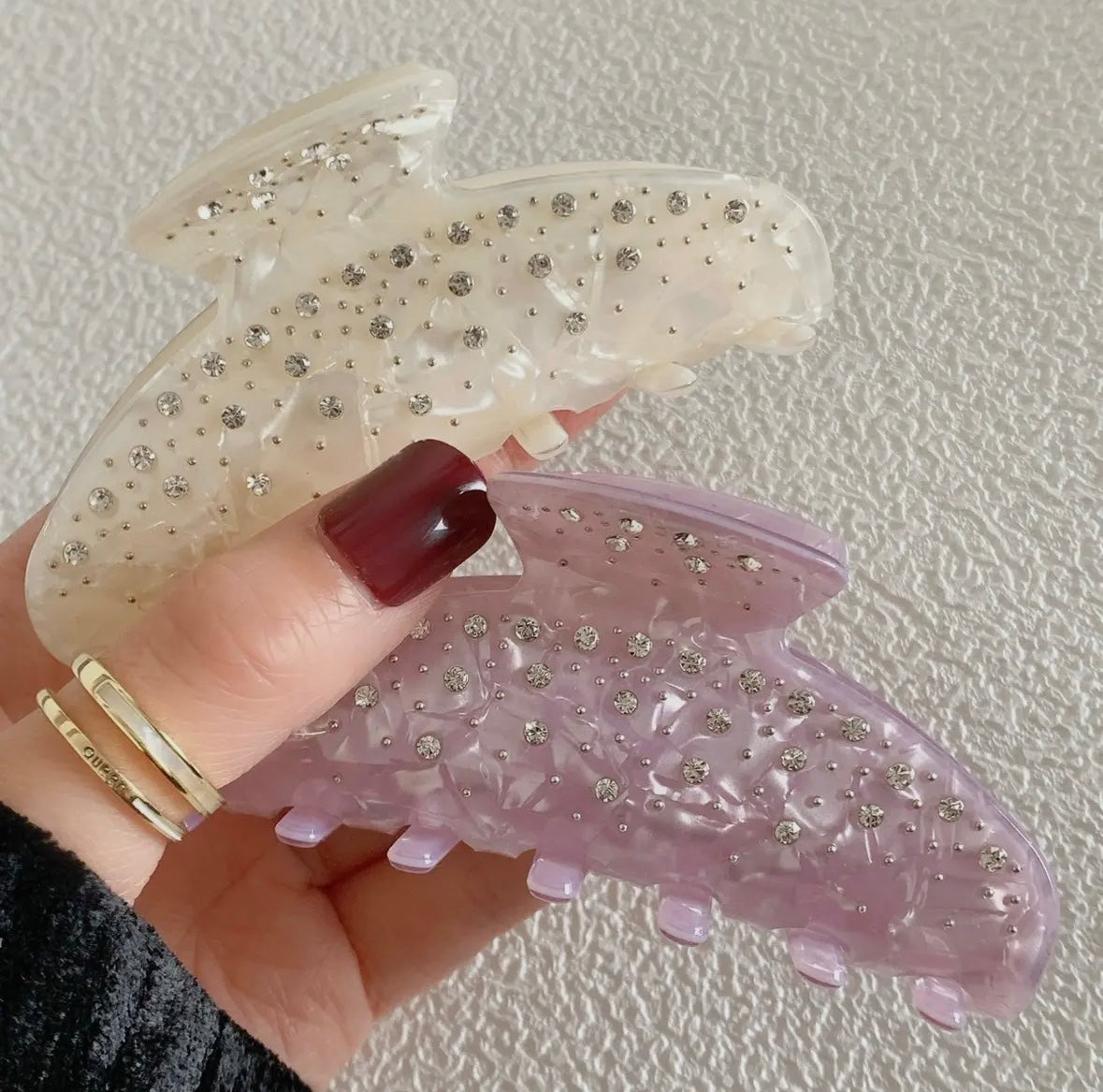 Life of Luxury Rhinestone Hair Claw Clip, White