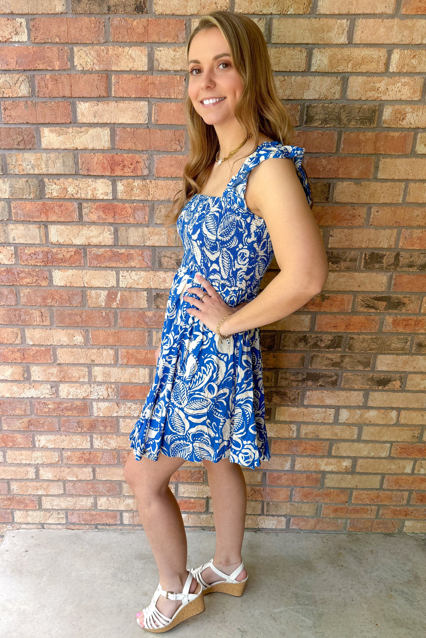 Captivated By You Floral Print Dress, Blue