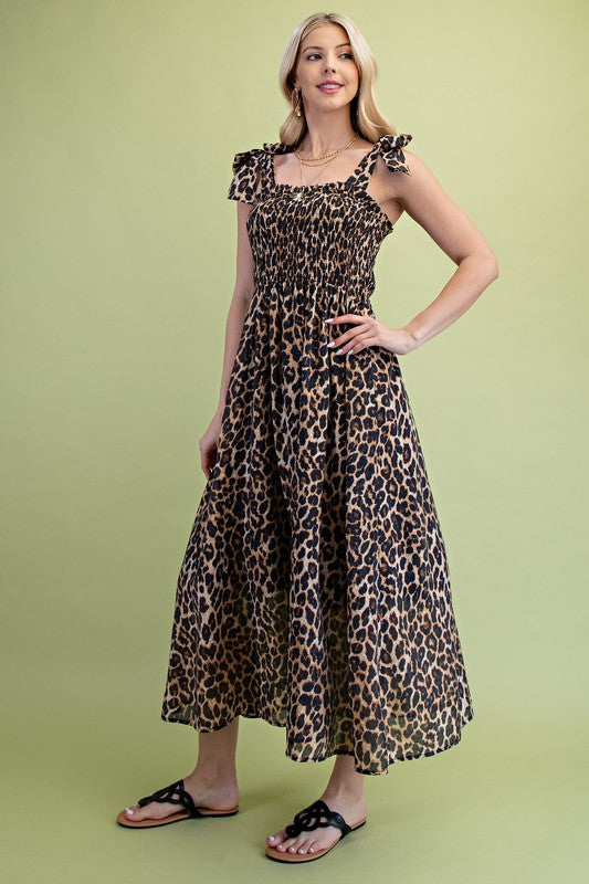 So Charming Leopard Printed Midi Dress