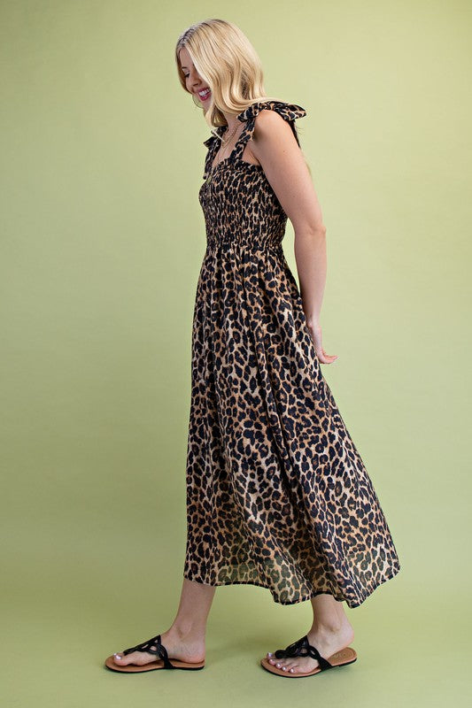 So Charming Leopard Printed Midi Dress