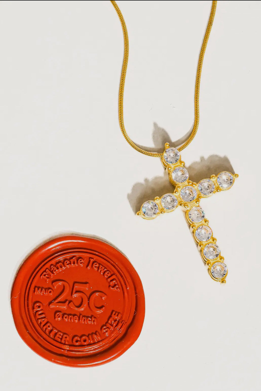 Lead Me Cross 18K Gold Plated Stainless Steel Necklace, Gold