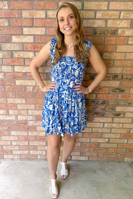Captivated By You Floral Print Dress, Blue