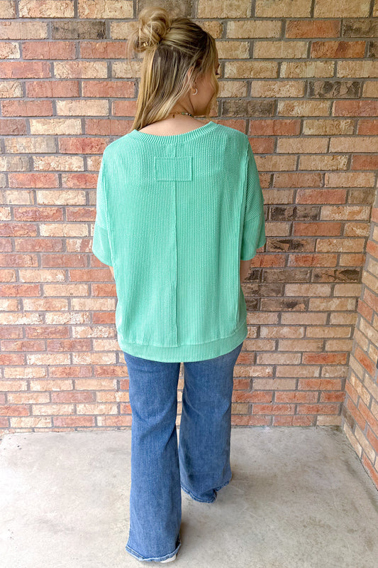 Dream Come True Relaxed Pocket Top, Mint Green