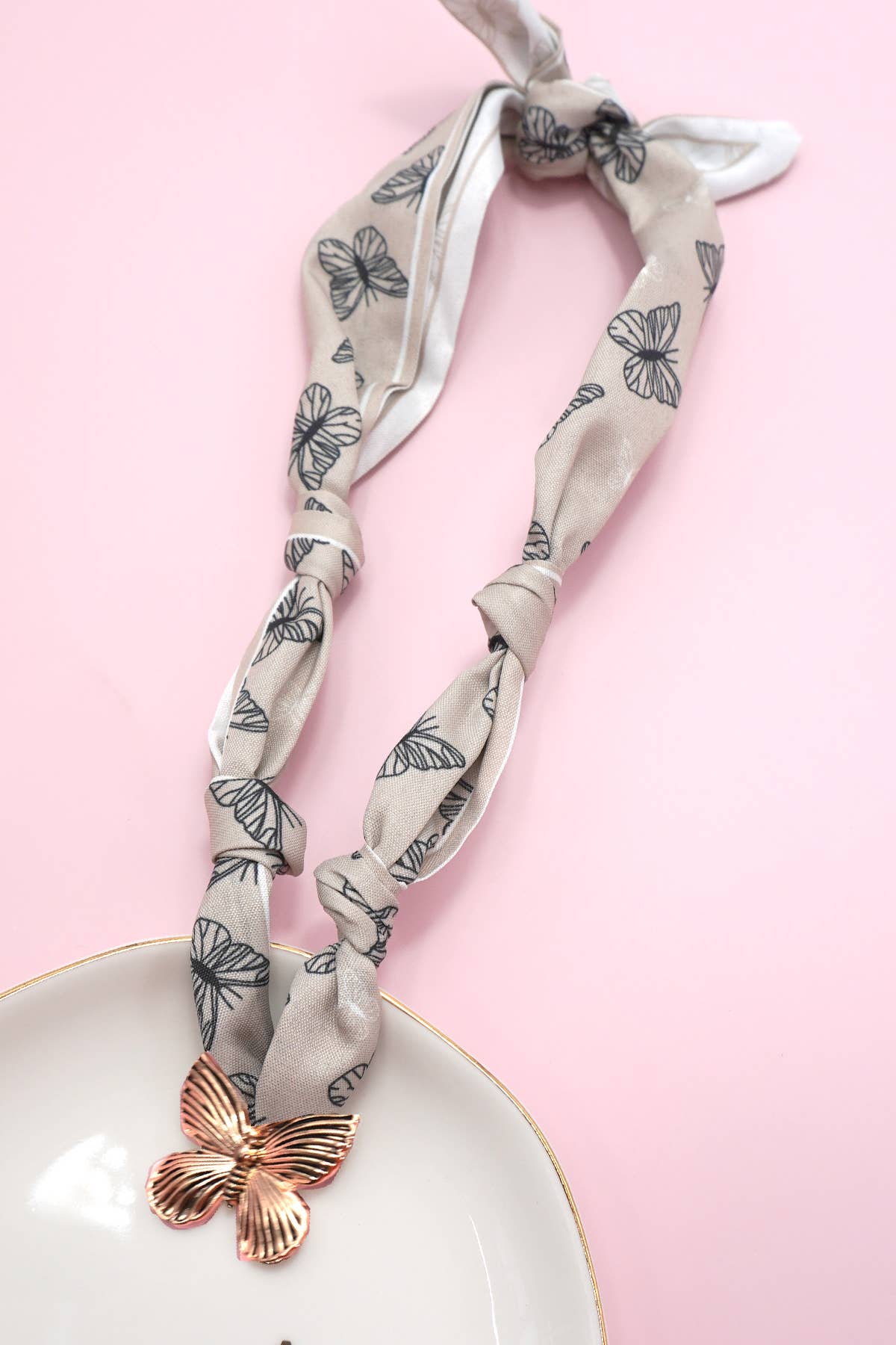 Handmade Scarf Butterfly Charm Necklace