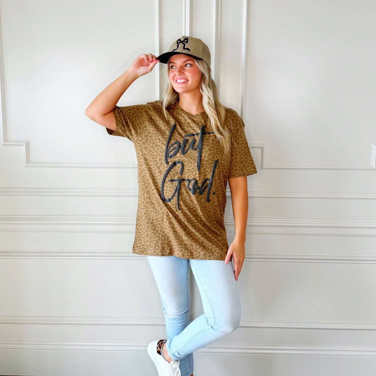 But God Leopard Puff Tee, Brown