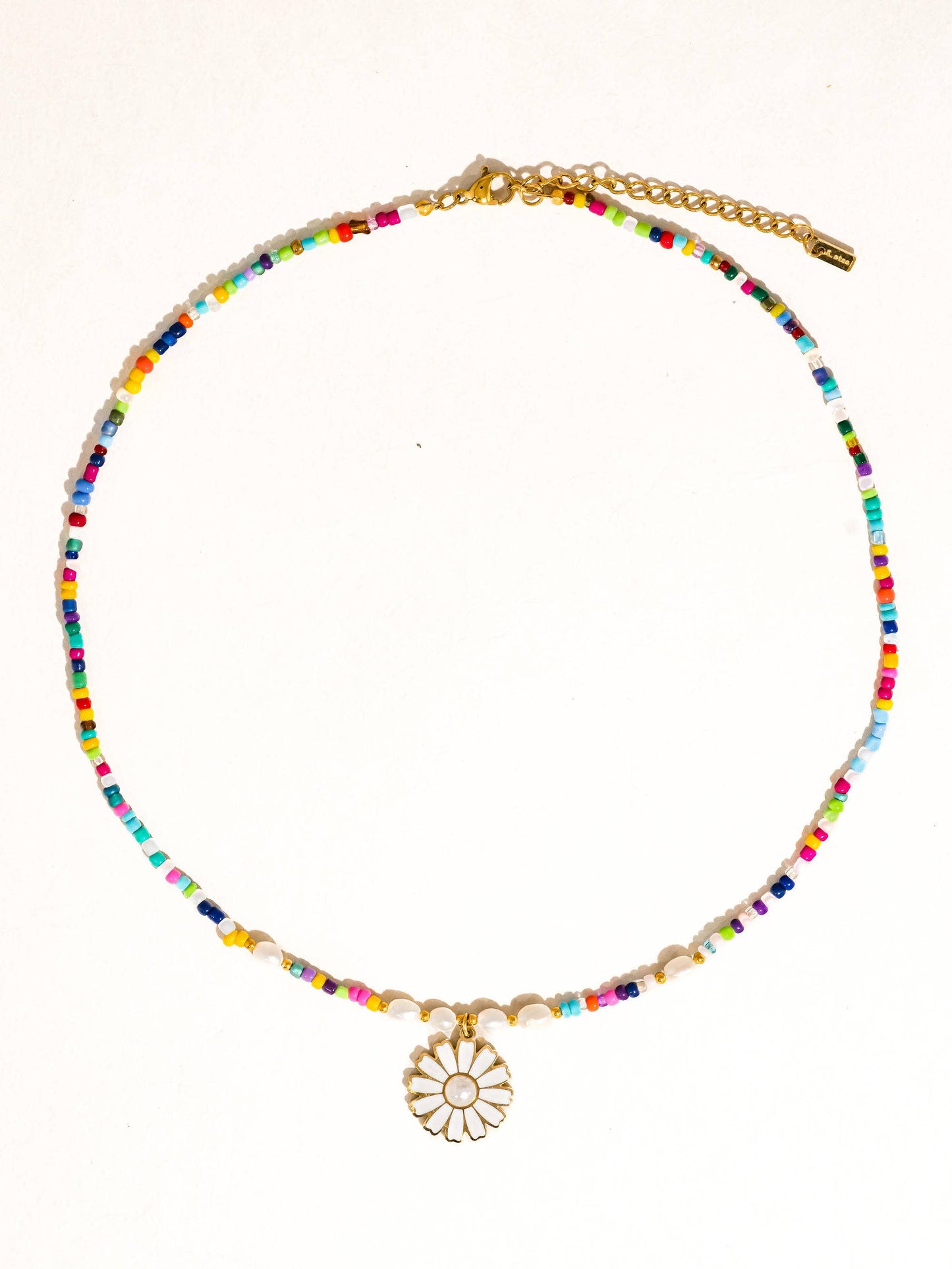 Fleur 18K Gold Plated Stainless Steel Boho Daisy Beaded Necklace