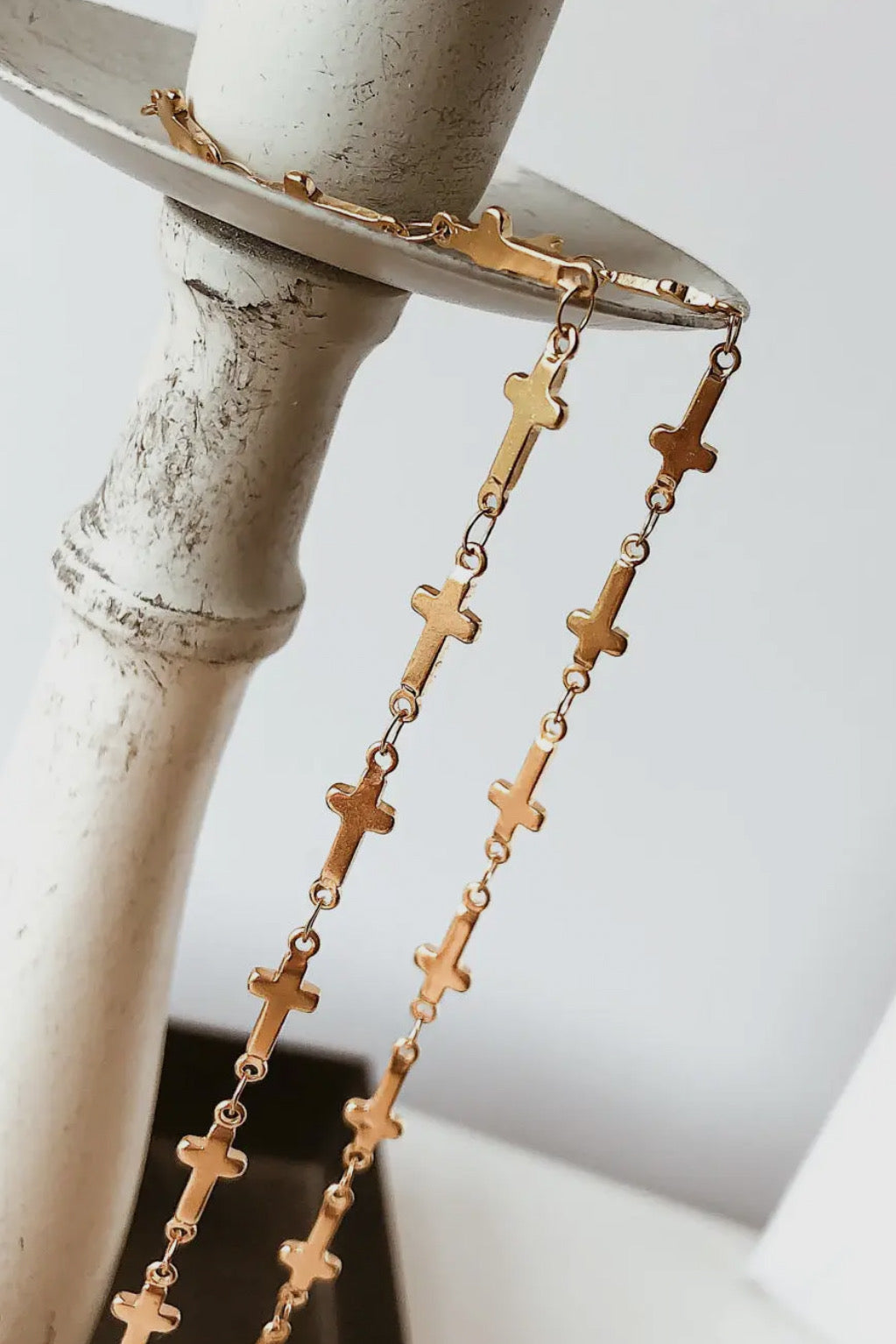 Cross Choker 18K Gold Plated Stainless Steel Necklace, Gold