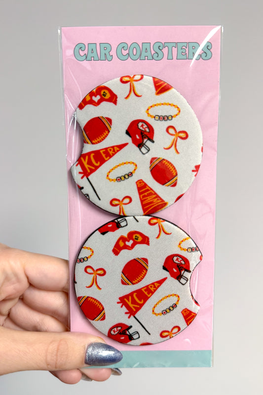 KC Football Era Car Coasters