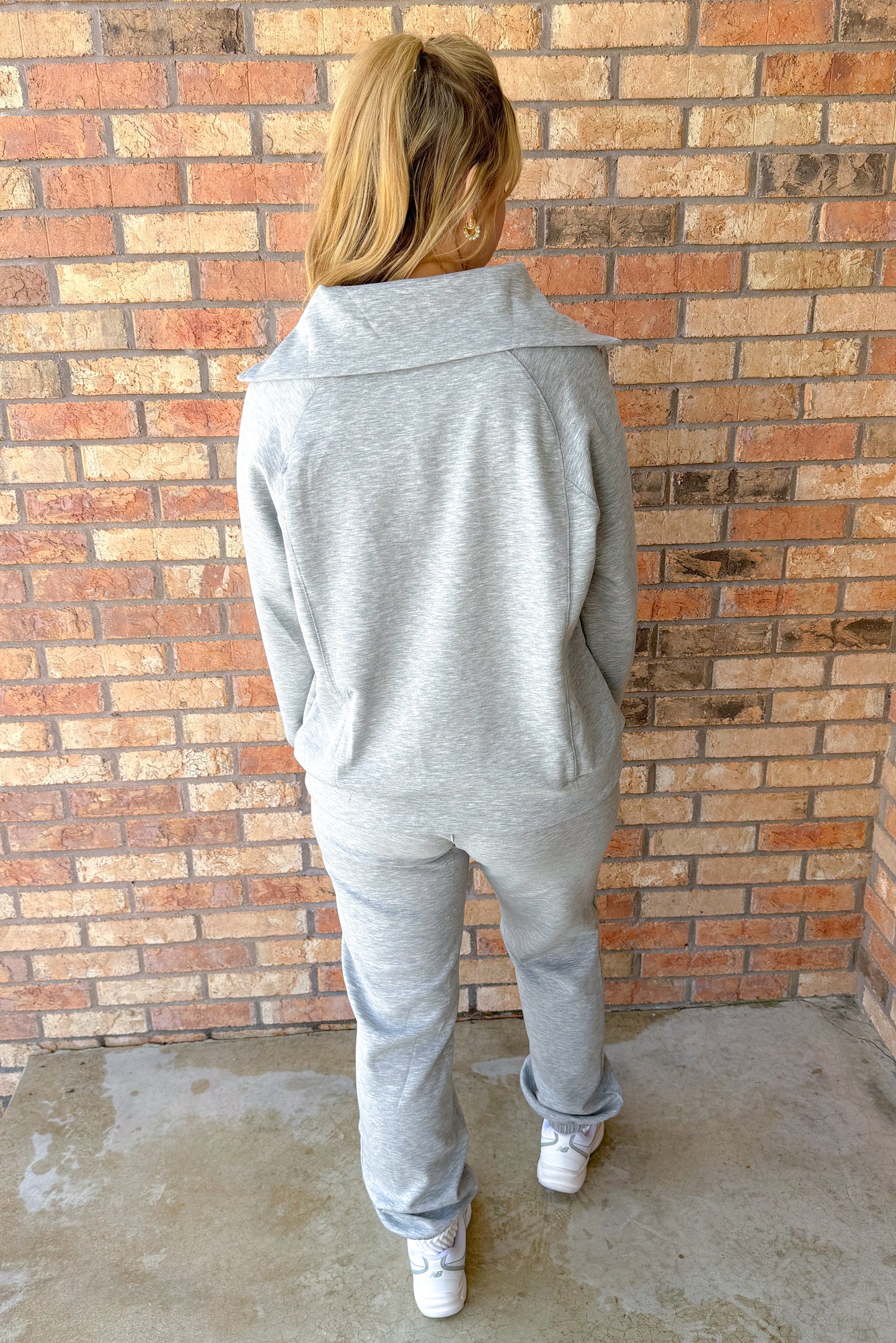 New Horizons Quarter Zip Pullover and Jogger Modal Travel Set, Heather Grey