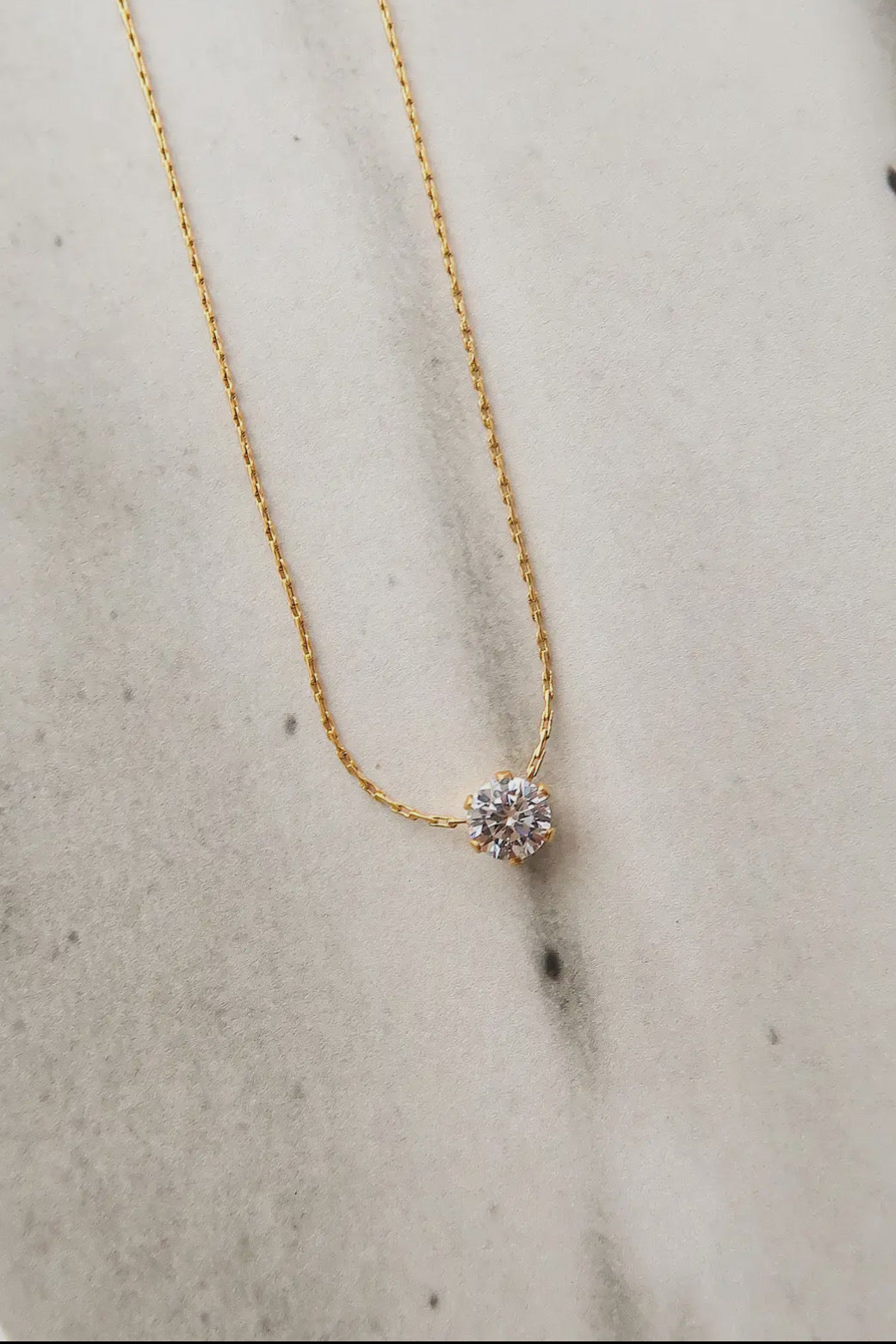 Luna Petite Round CZ 18K Gold Plated Stainless Steel Necklace, Gold