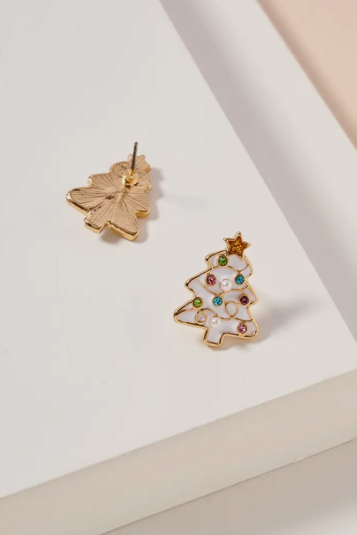 Christmas Tree Enamel Stud Earrings