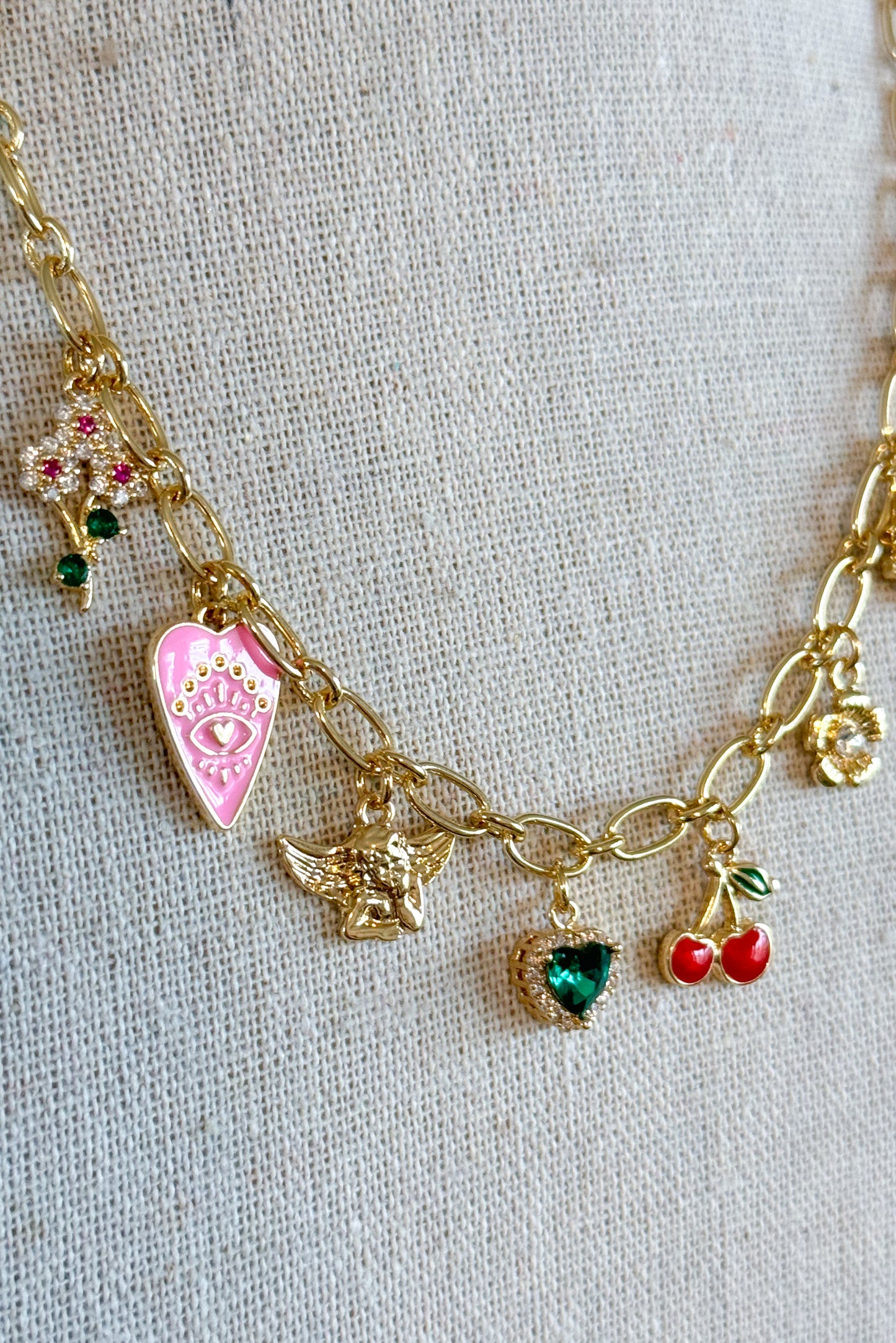 Cherry On Top Charm Necklace, Gold
