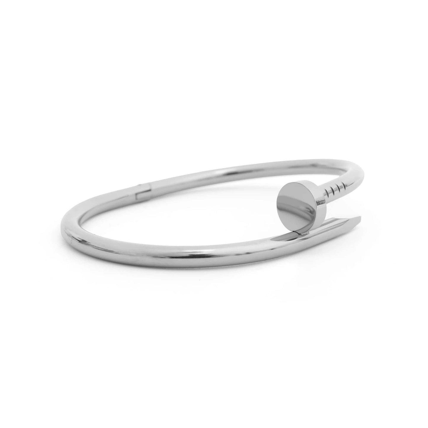 Stevie 18K Gold Plated Stainless Steel Nail Bangle, Silver