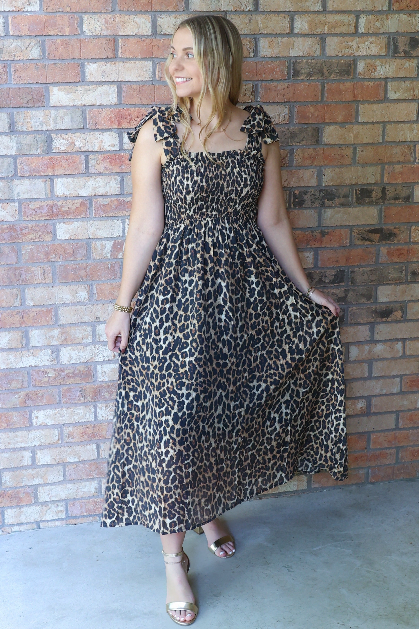 So Charming Leopard Printed Midi Dress