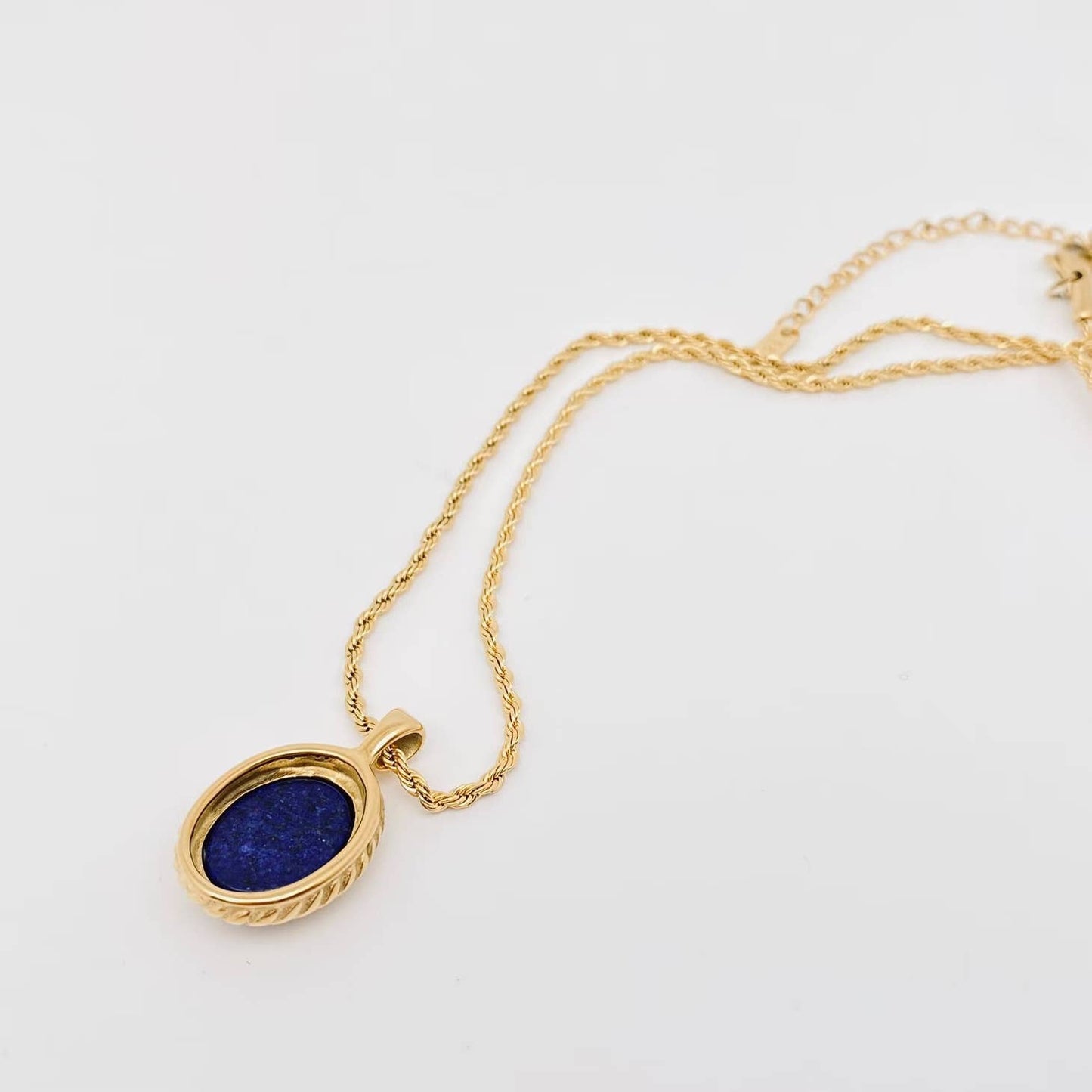 Lapis Lazuli Pendant 18K Gold Plated Stainless Steel Necklace