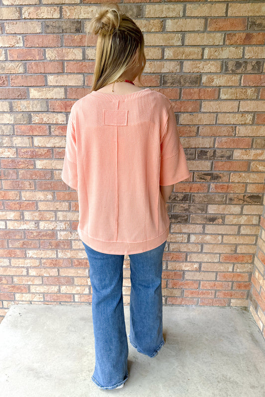Dream Come True Relaxed Pocket Top, Champagne Peach