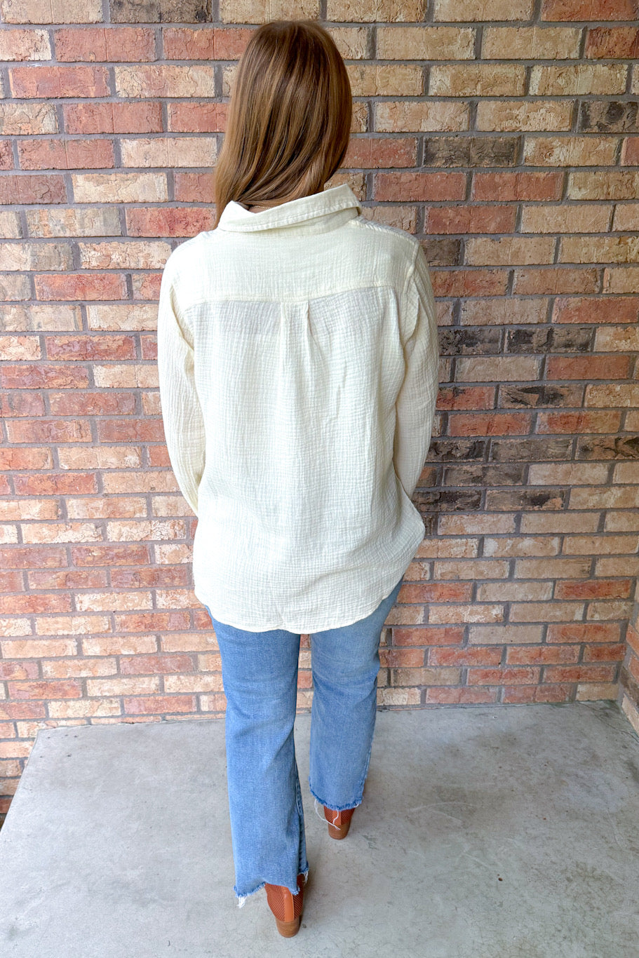 On The Move OversizedCotton Gauze Top, Cream