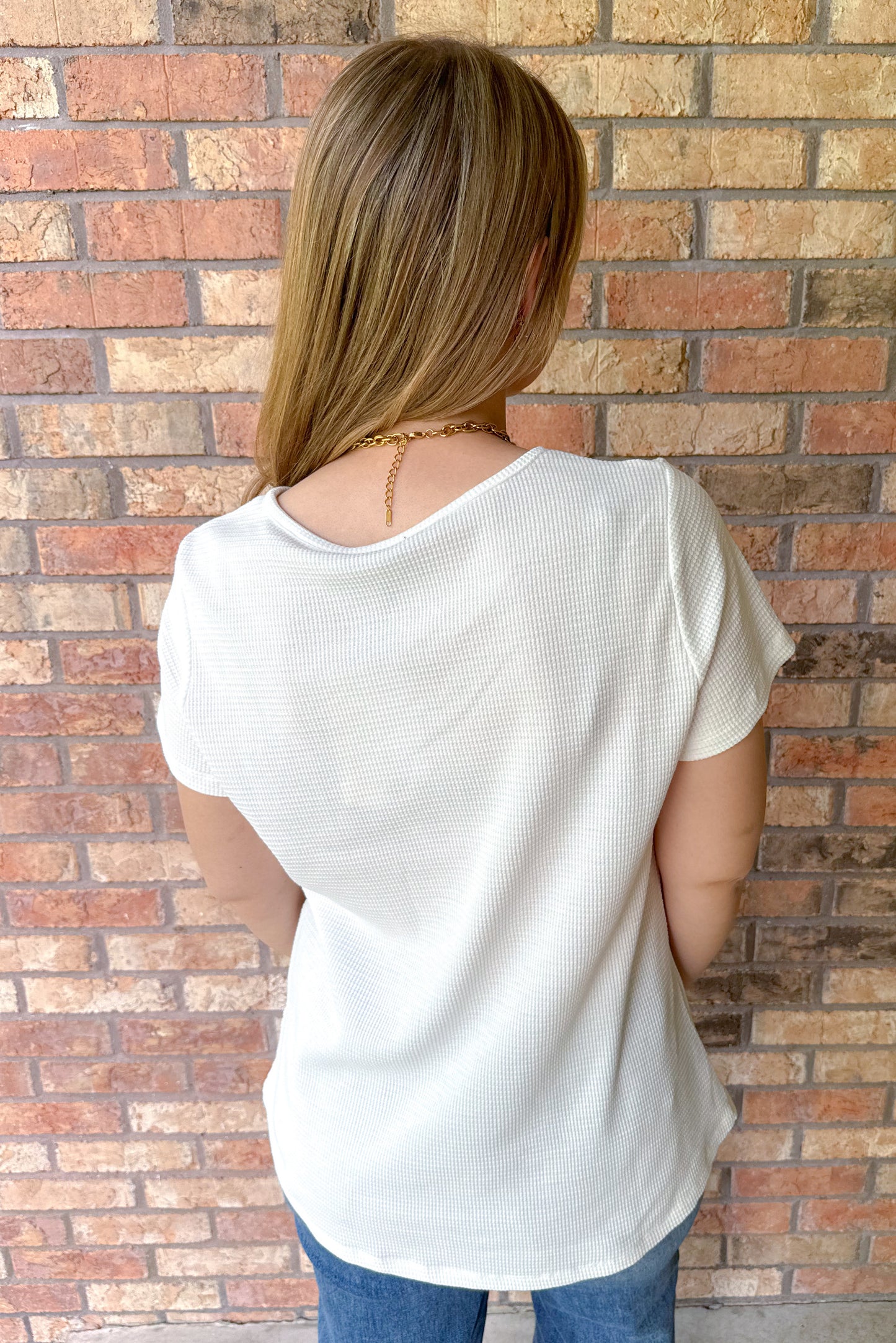 Girl Next Door Thermal Top, White