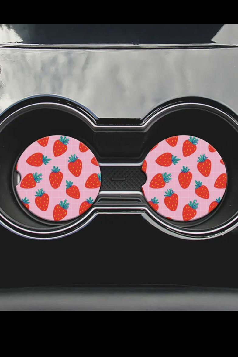 Strawberry Car Coasters