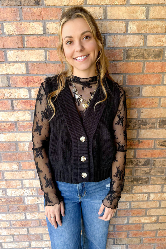 Took A Chance Sweater Vest, Black