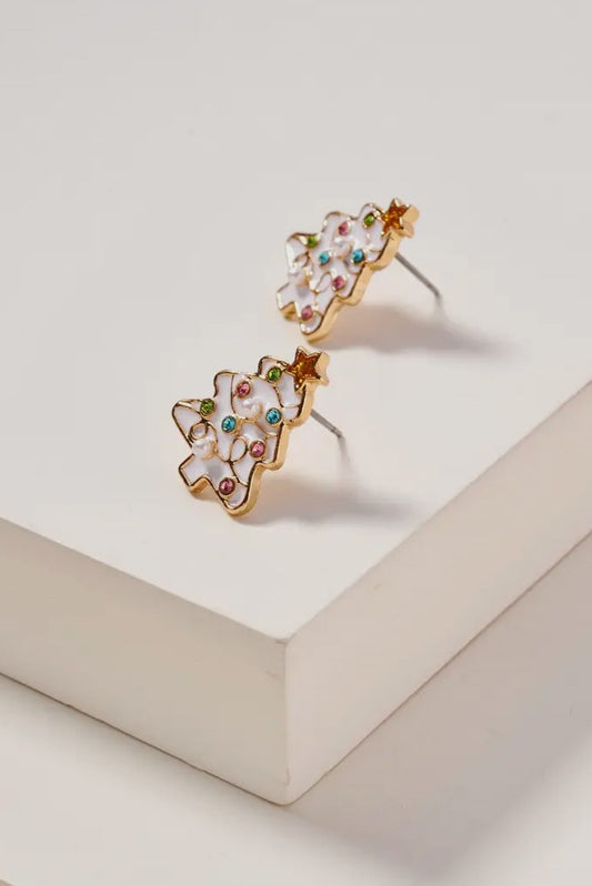 Christmas Tree Enamel Stud Earrings