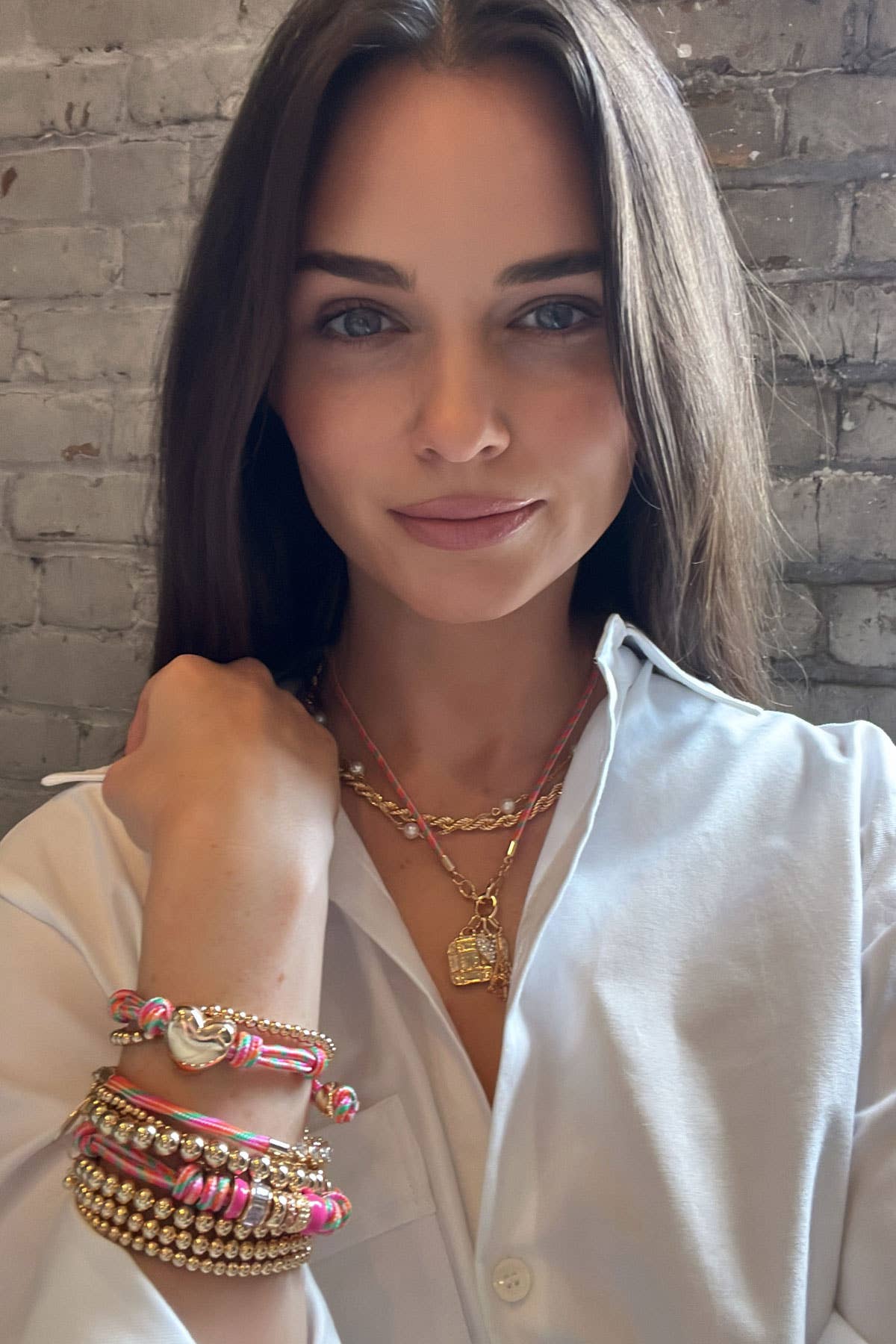 Lottie Multi Bead Paracord Bracelet, Pink