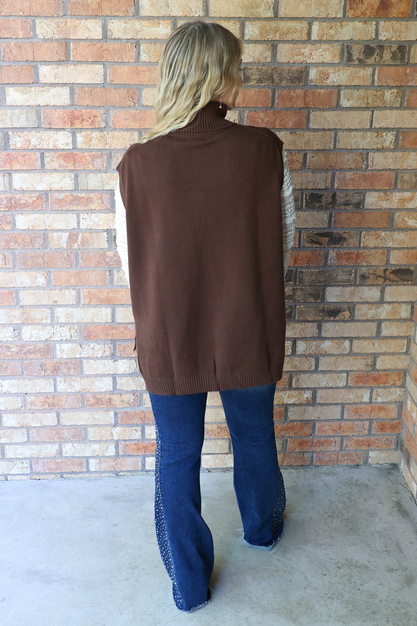 Time Stands Still Knit Turtleneck Top, Espresso