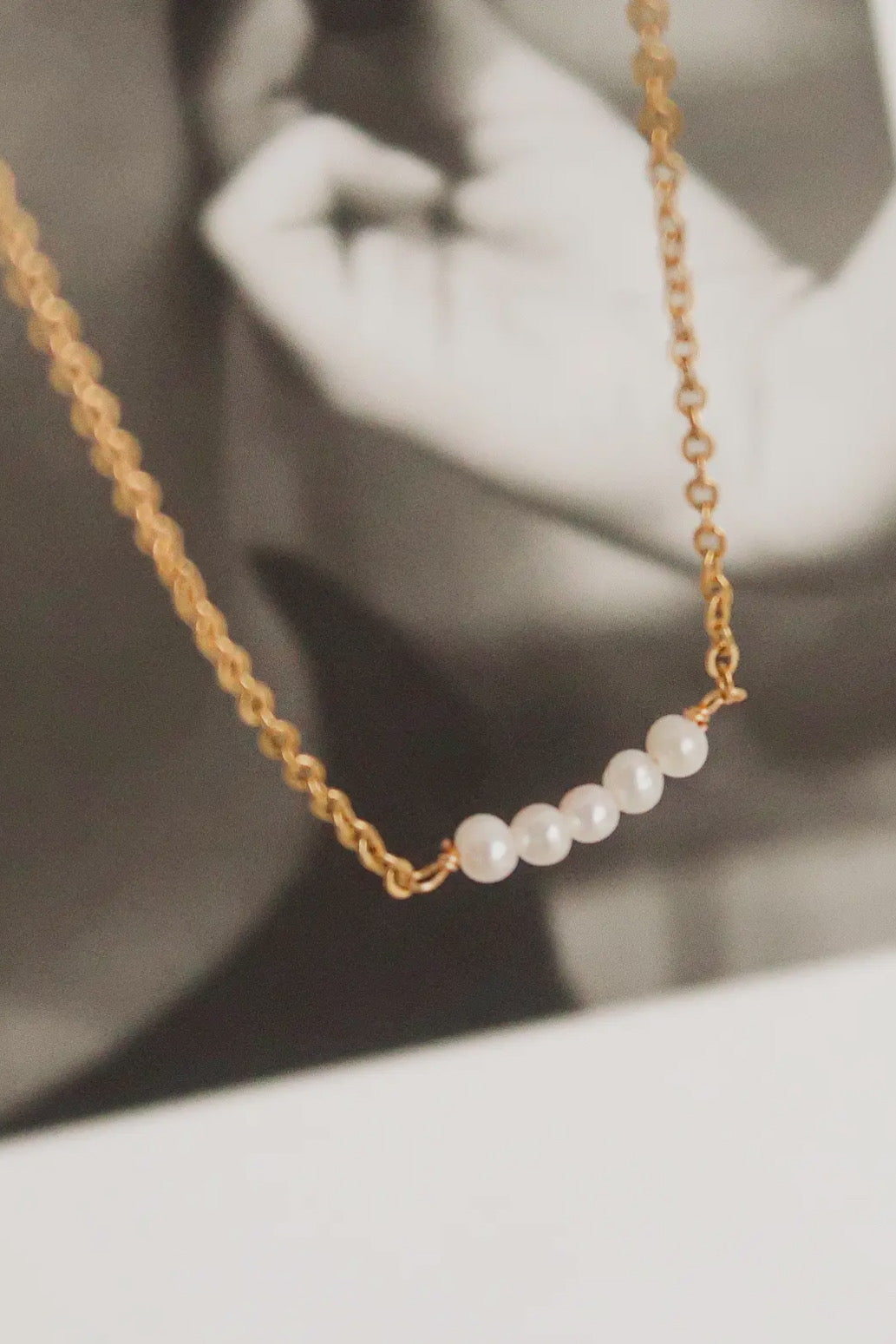 Lauren Petite Single Pearl Choker 18K Gold Plated Stainless Steel  Necklace, Gold