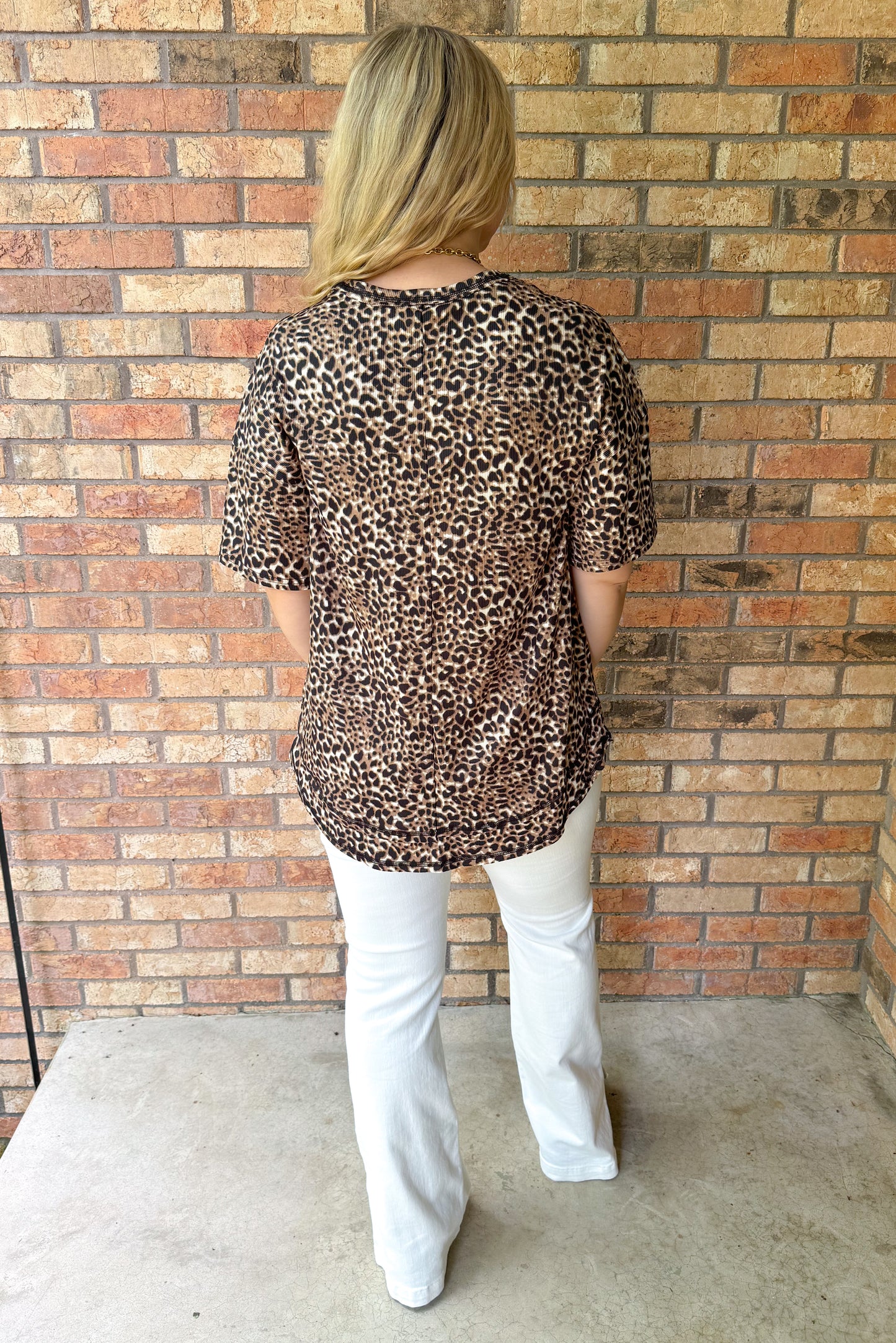 Wildly Optimistic Oversized Leopard Printed Top, Mocha