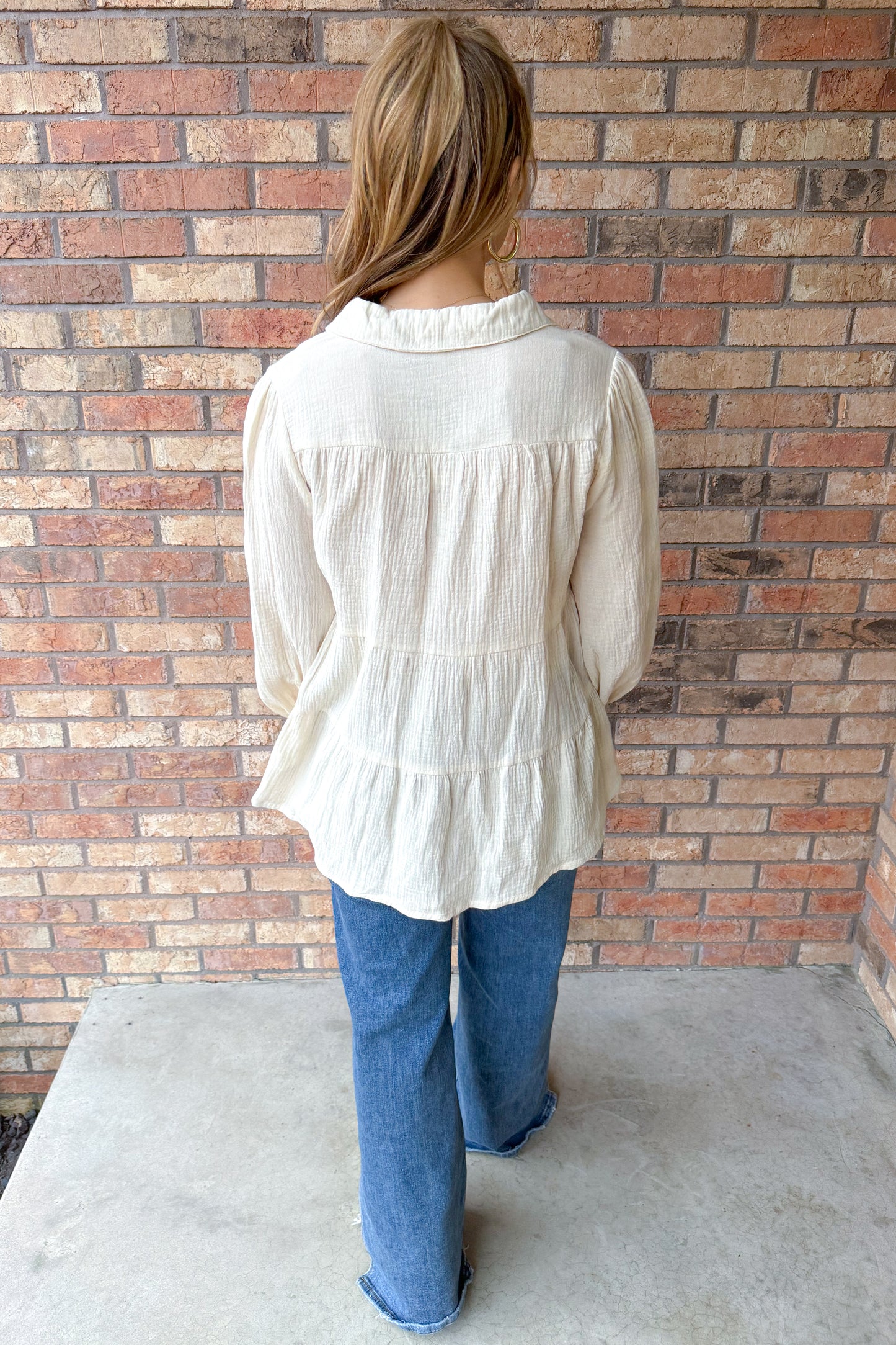 Good Luck Babe Cotton Gauze Top, Cream