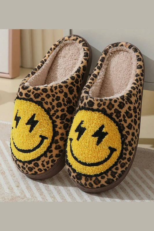 Leopard Smiley Face Slippers