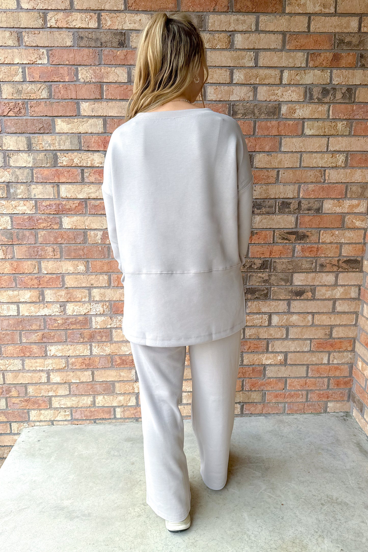 On The Go Tunic Top and Straight Pants Travel Modal Set, Grey