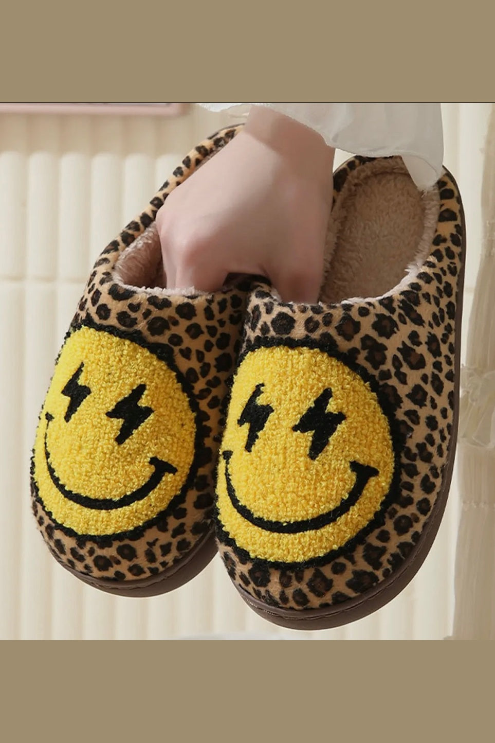 Leopard Smiley Face Slippers