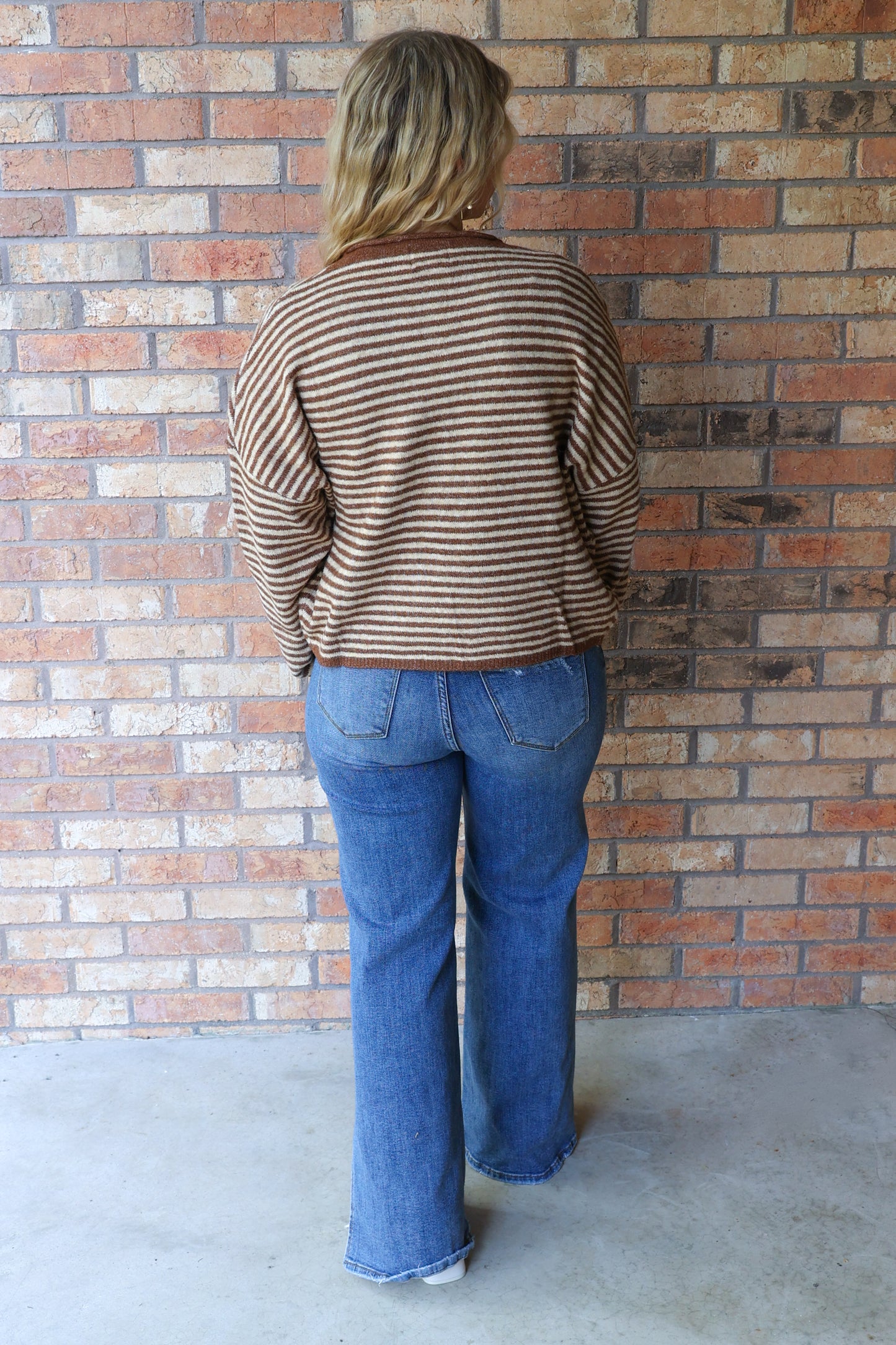 Mini Striped Piper Cardigan, Brown