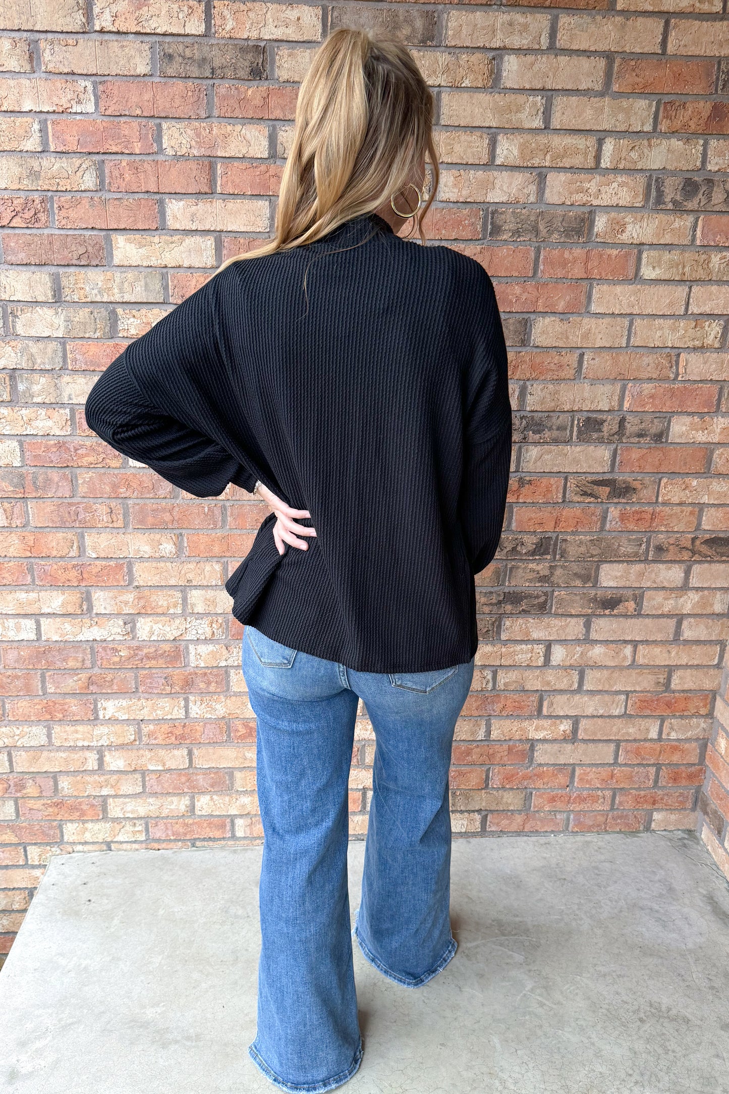 Road Less Traveled Ribbed Crop Cardigan, Black