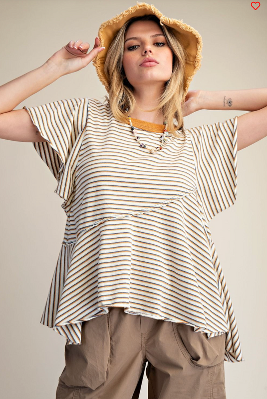 Drift Away With Me Top, Camel/Teal