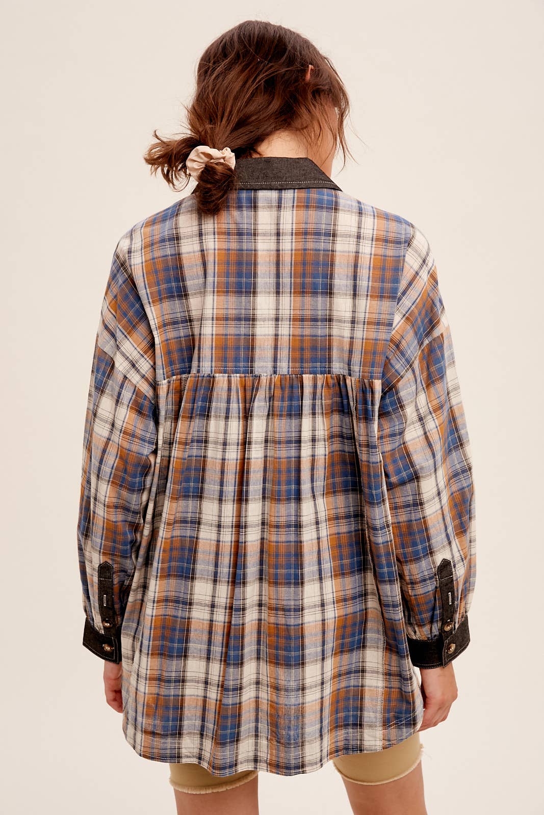 Jolene Mixed Plaid Oversized Plaid Top