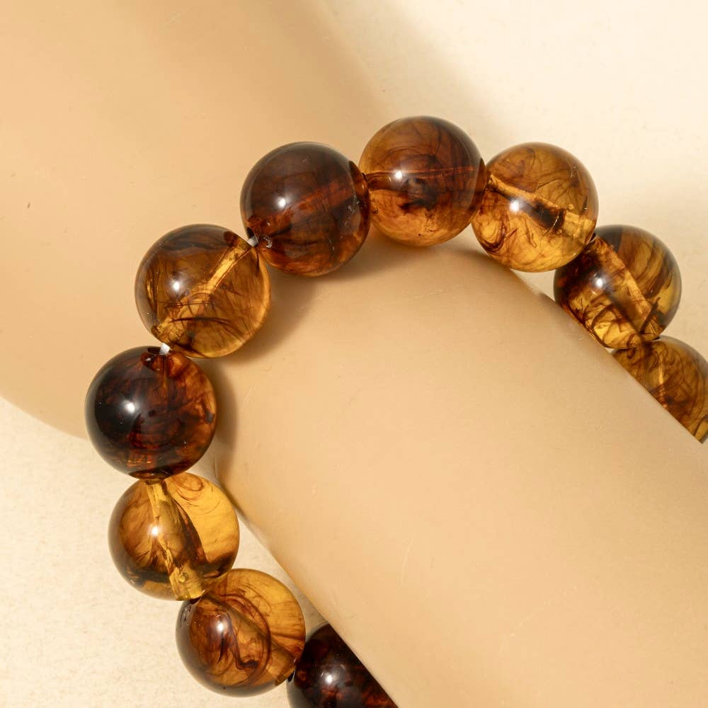 Tortoise Acrylic Bead Stretch Bracelet