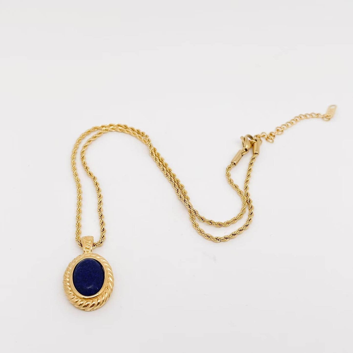 Lapis Lazuli Pendant 18K Gold Plated Stainless Steel Necklace