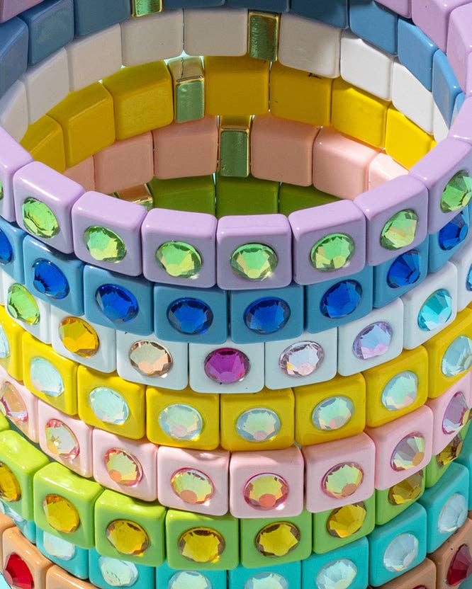 Maeve Enamel Stretch Bracelet, French Blue