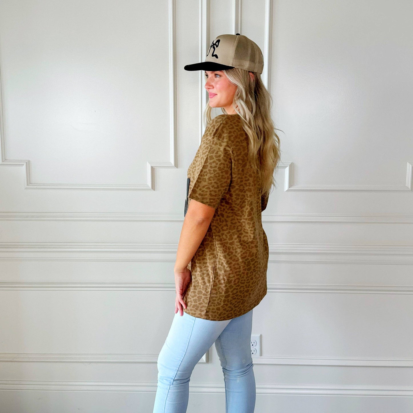 But God Leopard Puff Tee, Brown