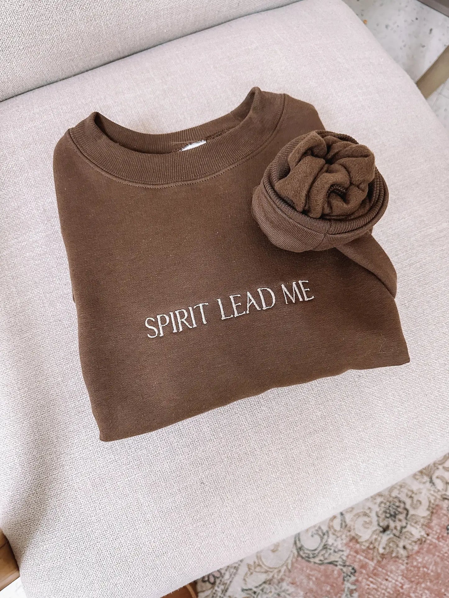 Spirit Lead Me Embroidered Sweatshirt, Brown