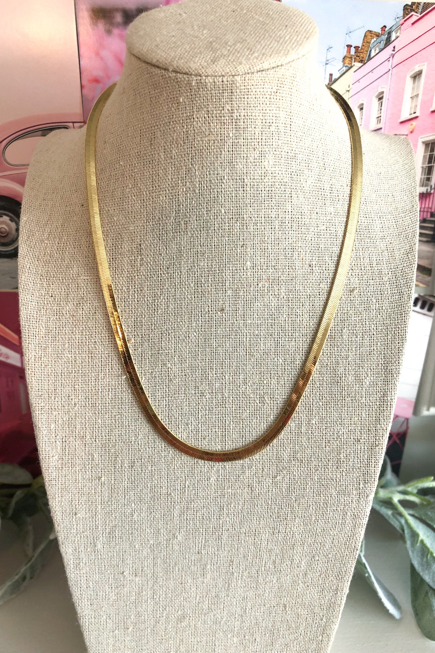 The Right Time Flat Snake Chain Link Necklace, Gold